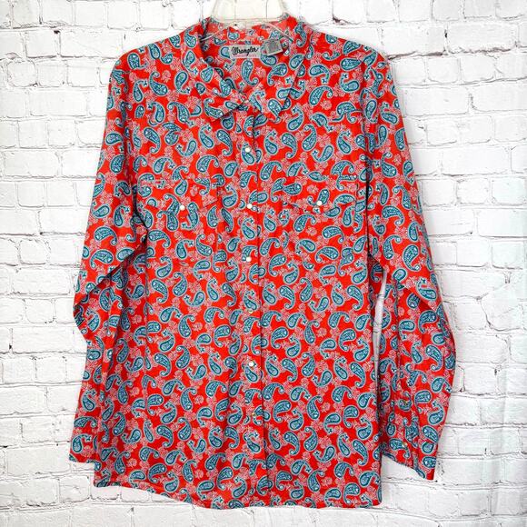 Wrangler Wms Wrancher Paisley Western Pearl Snap LS Shirt Size 2XL Cowgirl Rodeo - Picture 1 of 11